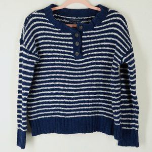 AMERICAN EAGLE Jegging Fit Striped Henley Sweater Blue Knit size XS